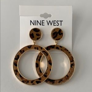 Nine West Leopard Hoops